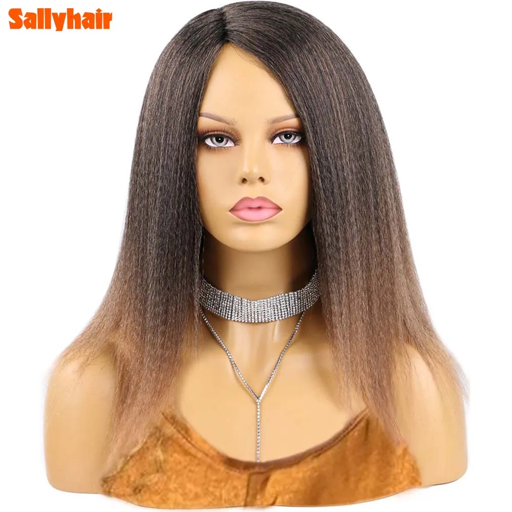 Sallyhair афро кудрявые синтетические парики пушистые Yaki короткие прямые волосы