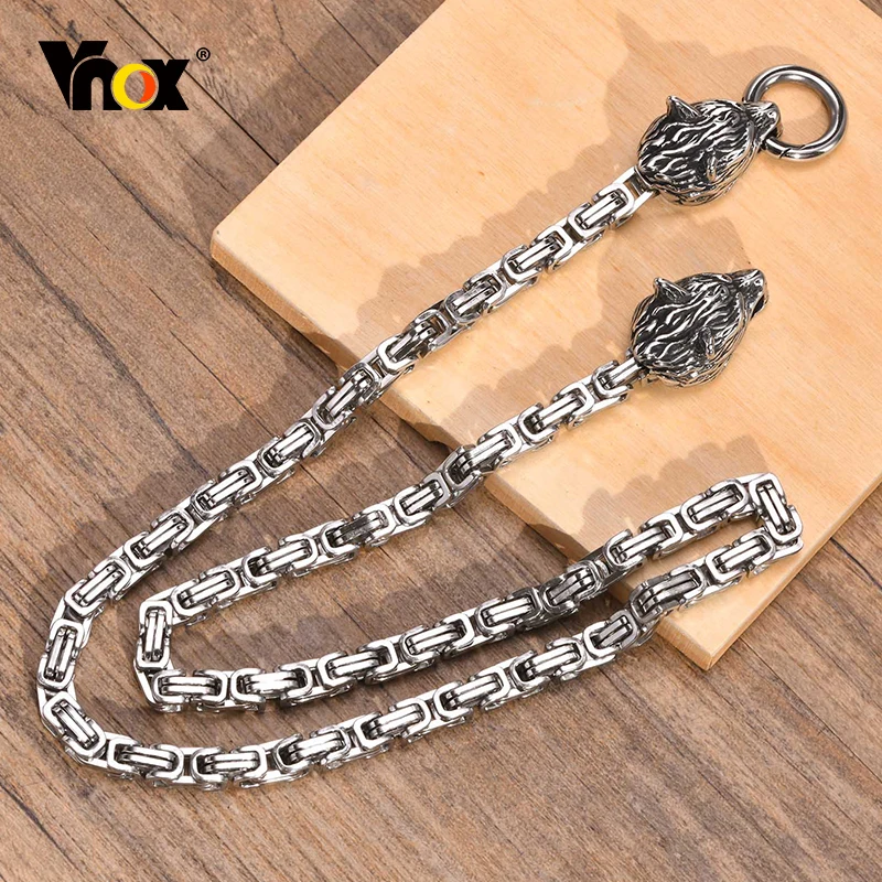 

Vnox Rock Punk Viking Wolf Heads Charm Chain Necklaces for Men Boys Gift Jewelry, 6.5MM Stainless Steel Byzantine Link Collar