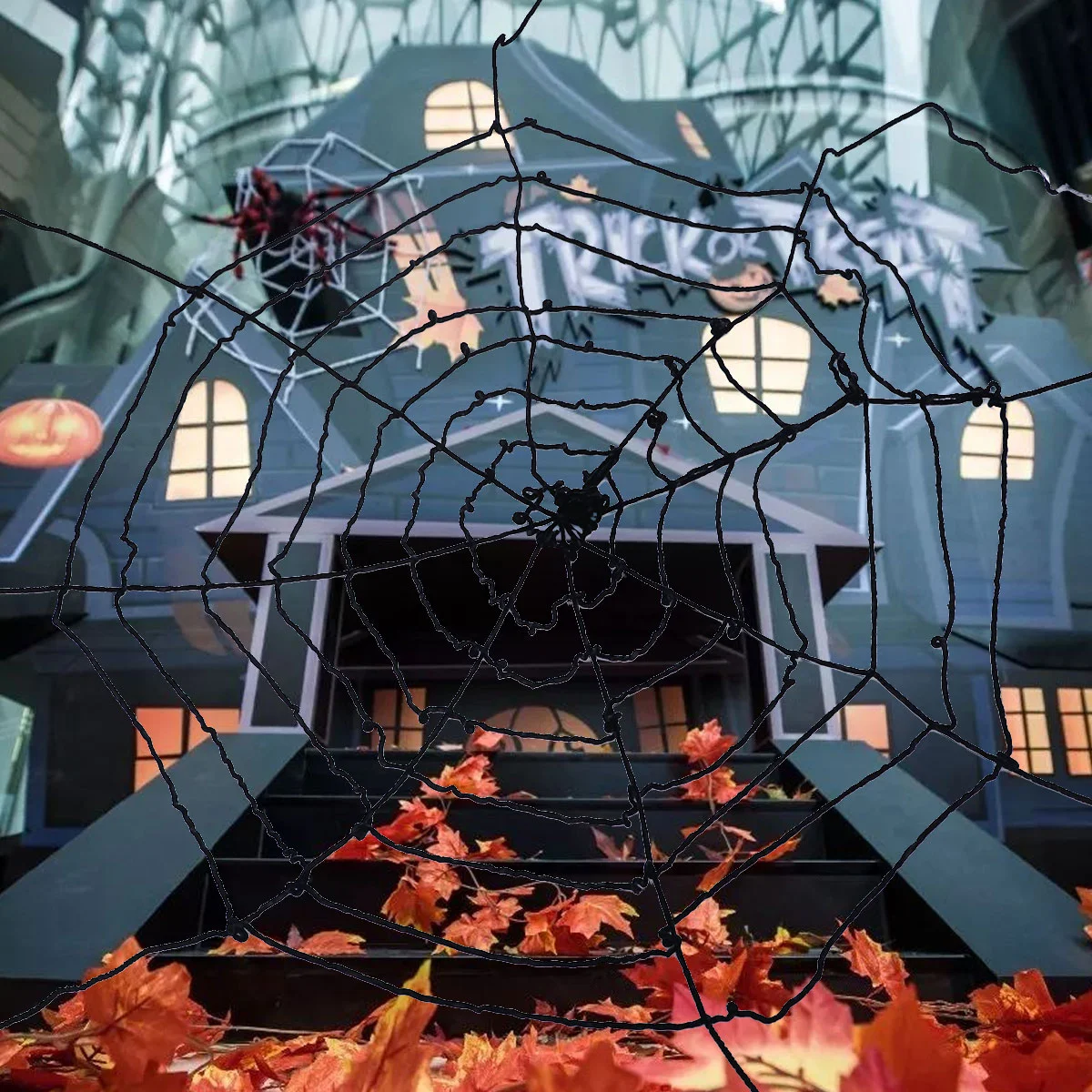 

Стрейчевая паутина, паутина, паутина для наружного дома с привидениями, страшное украшение, 360 см, Хэллоуин 2023