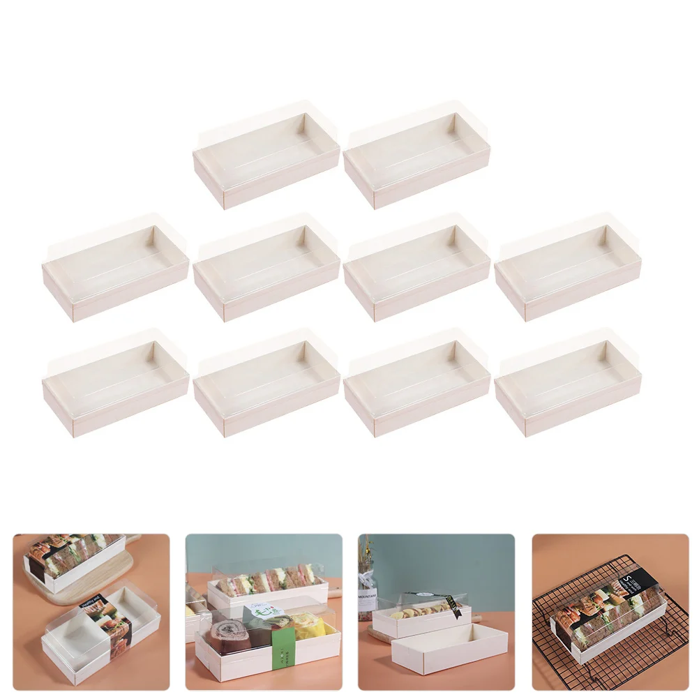 

10Pcs Sandwich Packing Box Clear Cake Box Cupcake Box Muffin Container Mooncake Gift Box Triangle Cake Box