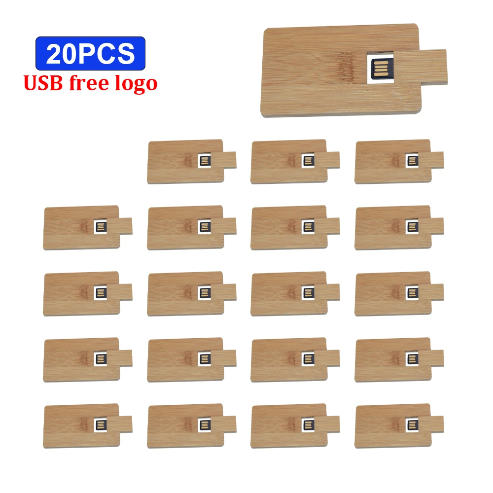 20pcs Free LOGO personality maple wooden card USB flash drive U disk gift pendrive 4GB 8GB 16GB 32GB 64GB free LOGO Creative