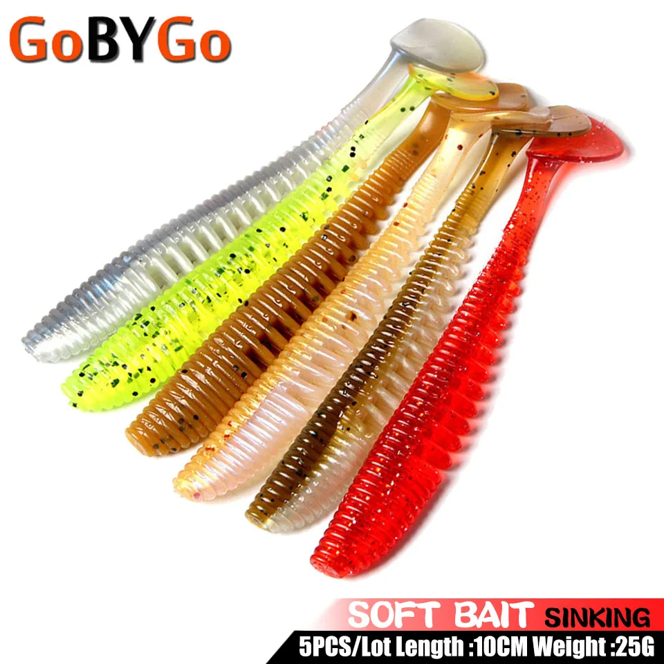 

GoByGo, 5 шт./лот, 10 см, мягкая рыболовная приманка, хвост, личинки, 5g искусственные панфиш, Краппи, рыболовные приманки