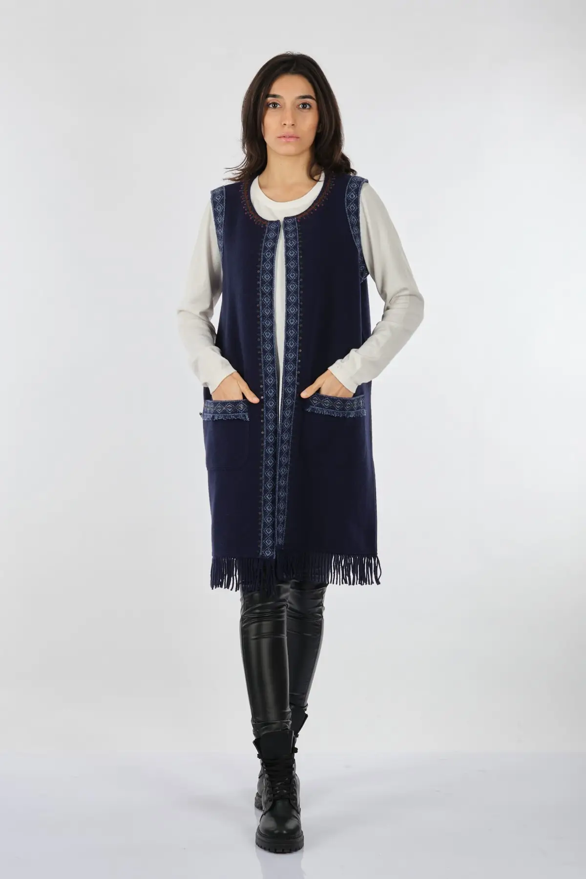 

Women's Cardigan Round Neck Floral Navy Blue Casual Knitted Quality Fashion Cardigan Sweaters Loose Sweater Jumper