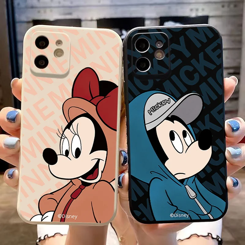 Fashion Letter Mickey Mouse Phone Case For iPhone 11 12 13 14 Pro Max Mini X XR XS Max 6s 7 8 Plus Anime Soft Luxury Cover Coque
