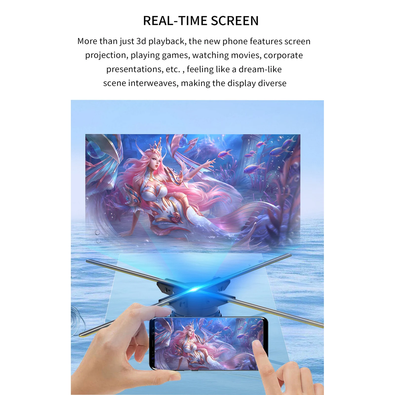 56 см 3D вентилятор 672 светодиодный голографический проектор лампа поддержка