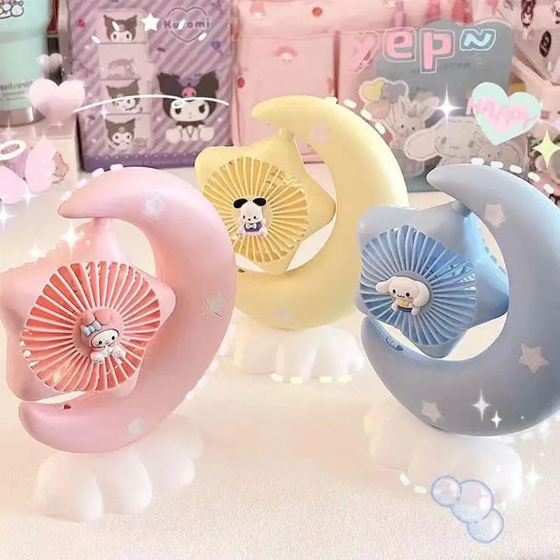 

Мультяшный милый кавайный Sanrioed Cinnamoroll My Melody Kuromi новый узор портативный летний сильный ветер маленькая ночь искусственная мини-веер