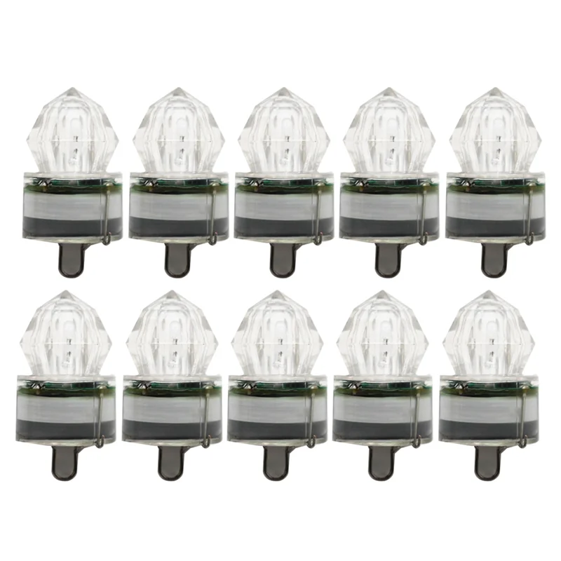 

10Pcs Mini LED Waterproof Fishing Bait Light Squid Fishing Lures Bait Deep Drop Underwater Fish Lure Lamp,White Light