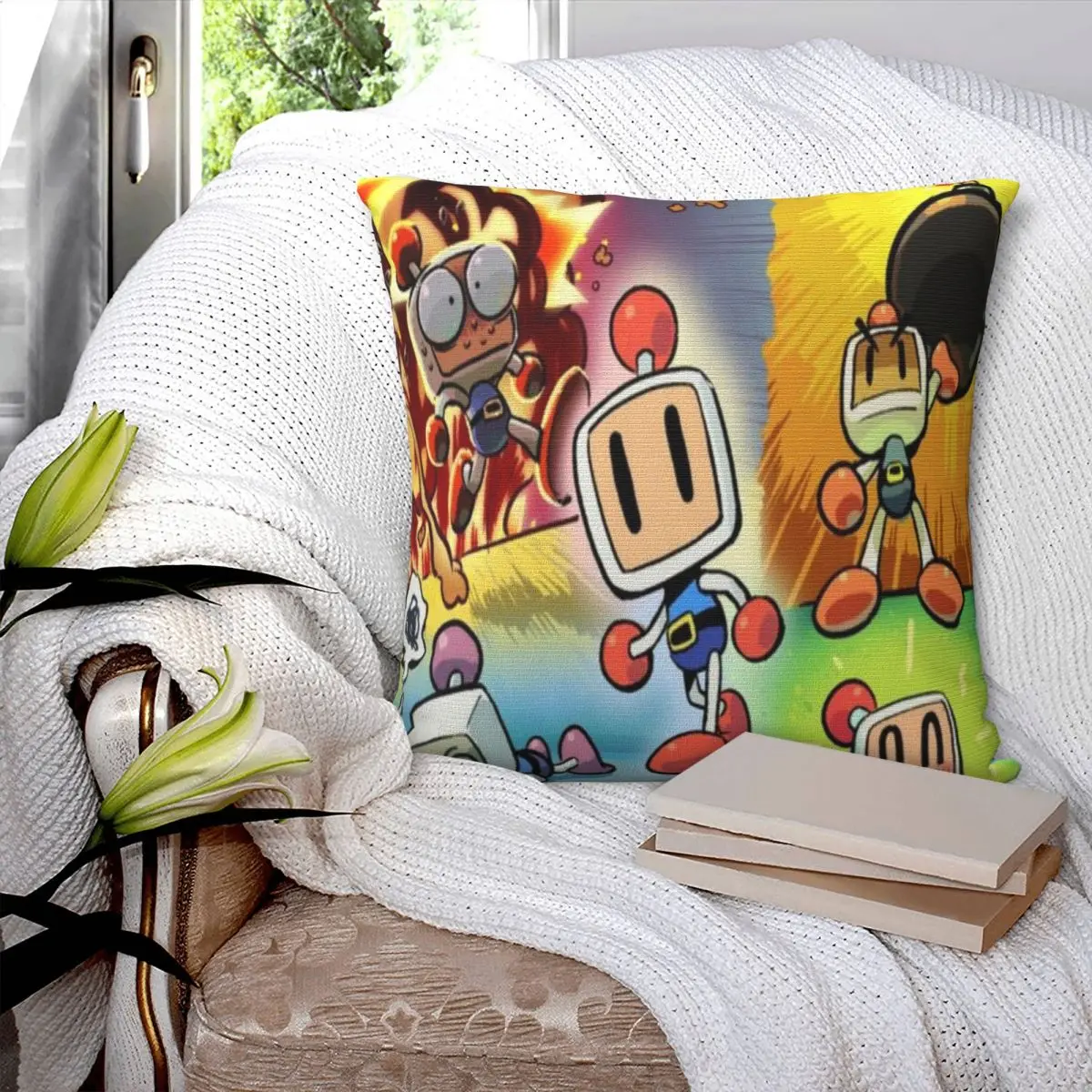 

Bomberman Game Cartoon Pillow Case Cover Decorative Throw Dakimakura Cushions Silk Sofa Bed Living Room Sleeping Home House