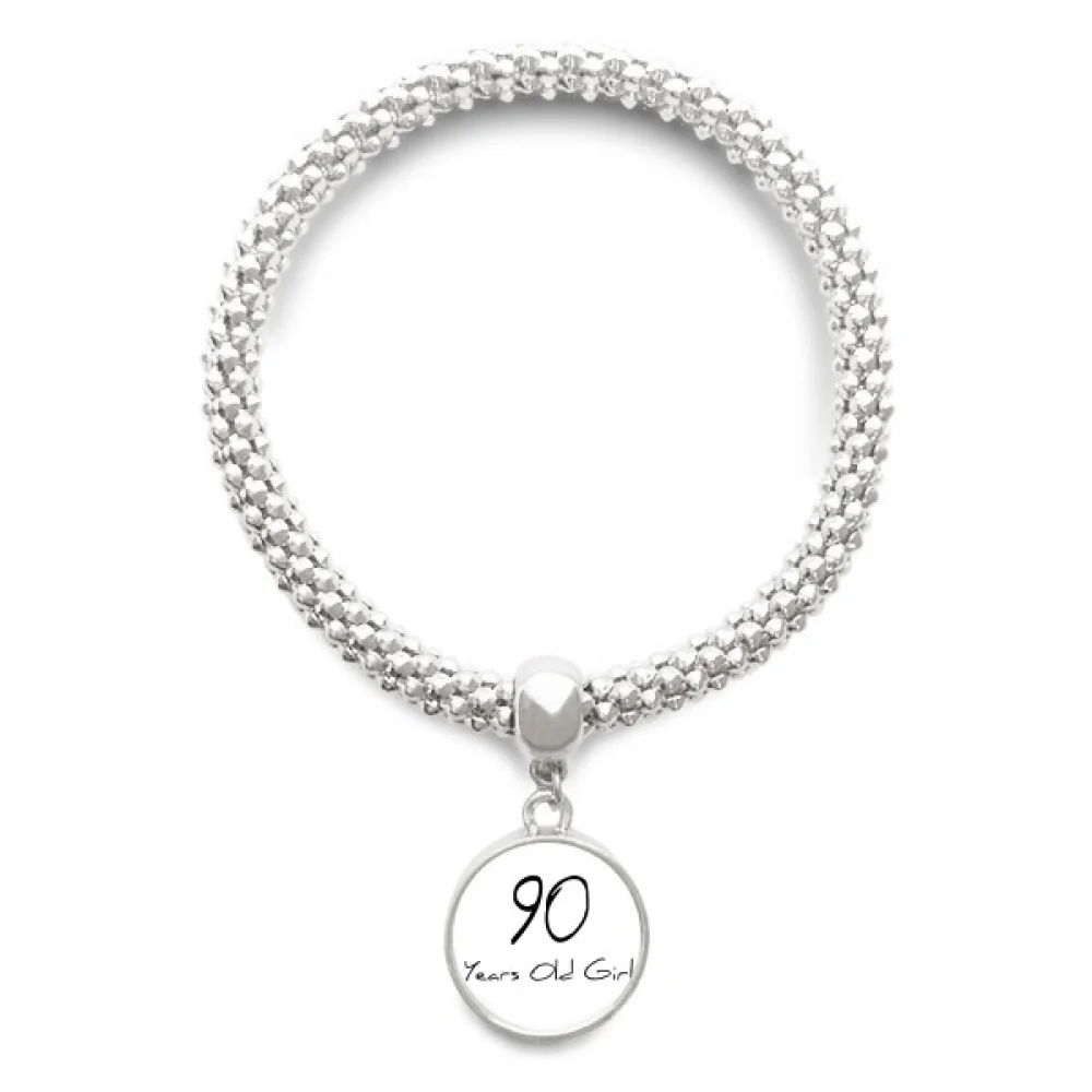 

90 years old Girl Age Longevity Sliver Bracelet Pendant Jewelry Chain Adjustable Bangle