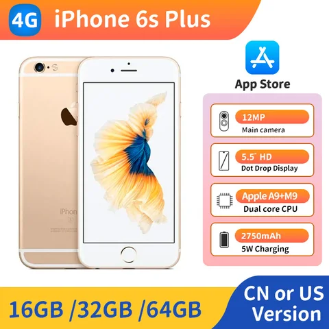 Телефон Apple iPhone 6S Plus IOS 1920x1080, 5,5-дюймовый экран, 12 Мп, камера, WIFI, Bluetooth, 2750 мАч, аккумулятор, протестированный б/у телефон