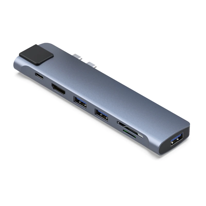 

USB C концентратор 7 в 1, Φ 4K @ 30HZ x 2K @ 60HZ 2 3.0 концентратор USB Type C + PD + HD-+ RJ45 + PD