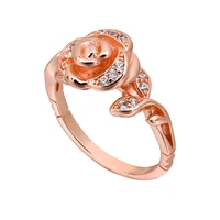 1pc new rose gold flower ring fashion creative wedding jewelry natural zircon women ring unusual vintage jewelry