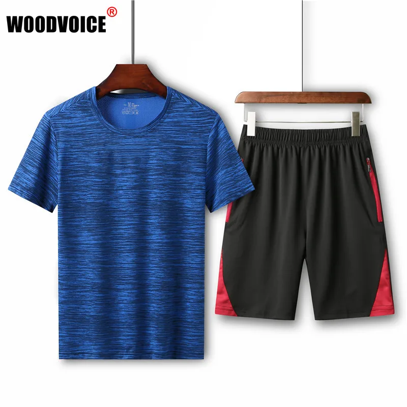 

Men Summer Sets Mens Breathable Quick-drying Men's Short-sleeved Top Drawstring Men Sports Training Male Suit Plus Size M-8XL