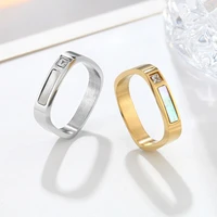 high quality arc square ring female white shell zircon ring design ins ring ladies luxury gift
