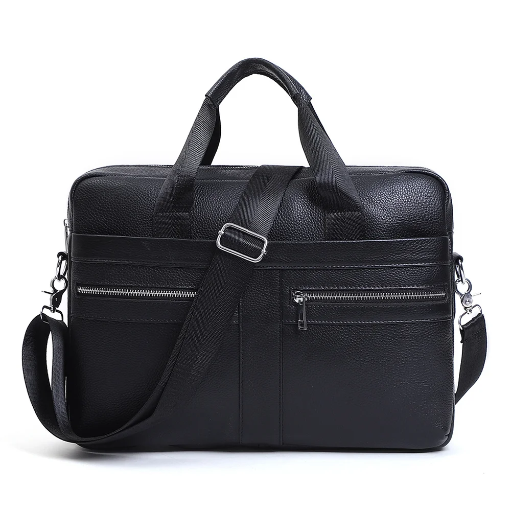

Men Genuine Leather Briefcase Bag Business 15.6" Laptop Messenger Bags Man Shoulder Crossbody Bags for Documents Handbags