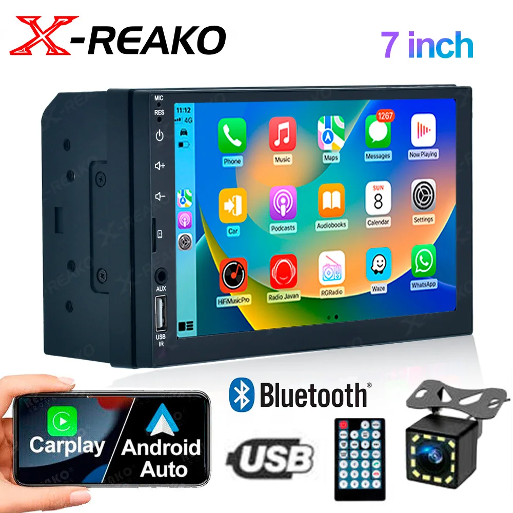 

X-REAKO 2 Din Carplay Universal Car Radio 7 INCH Autoradio Multimedia Player Touch Screen MP5 radio BT USB TF FM Camera Stereo