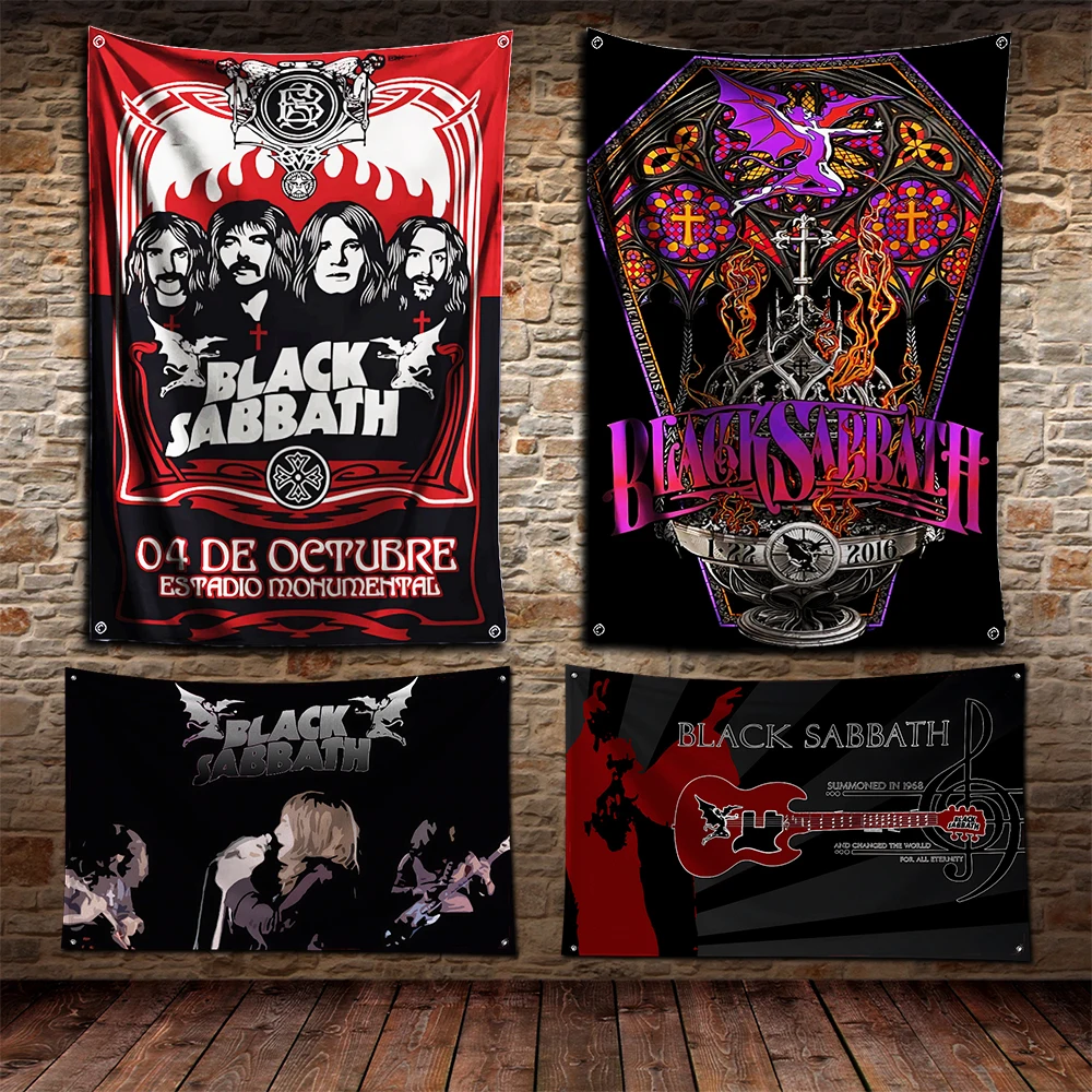 3x5 футов черная рок-музыка флаг S-sabbaths полиэстер цифровая печать баннер для гаража