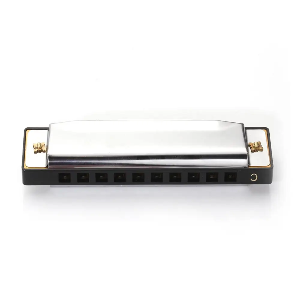 

Harmonica Diatonic 10 Holes Blues Harp Mouth Organ Key of C A Professional Musical Instruments Black ABS