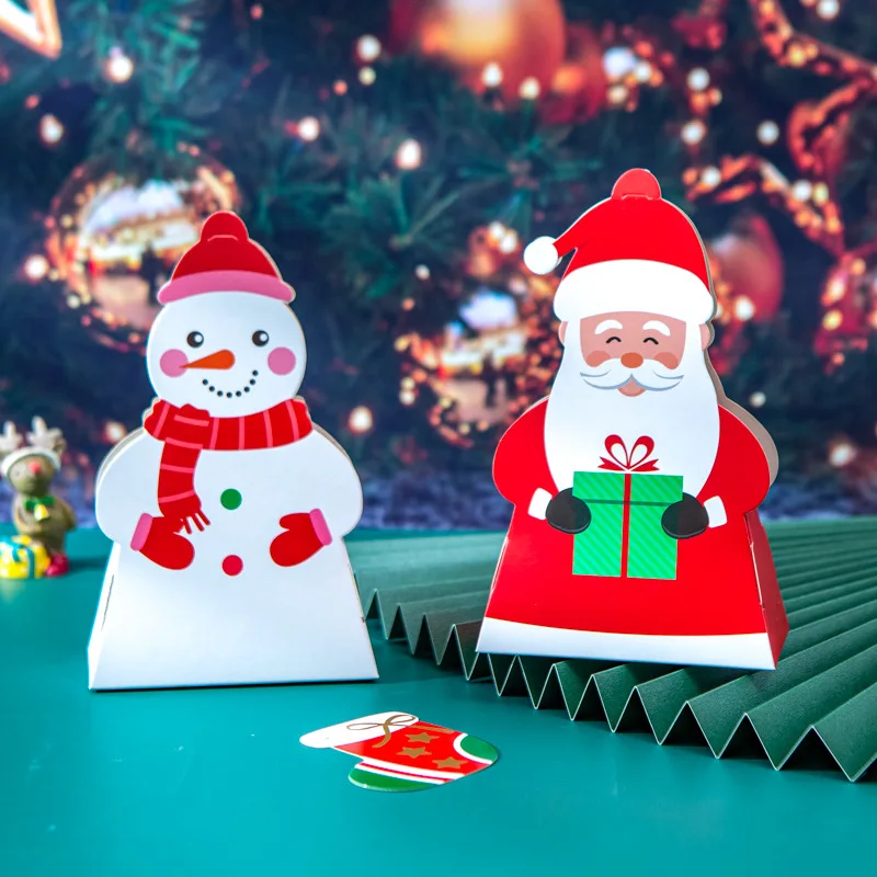 

5Pcs Christmas Santa Claus Candy Dragee Gift Box Xmas DIY Cookie Candy Packaging Boxes Party Wrapping Paper Bonbonniere Supplies
