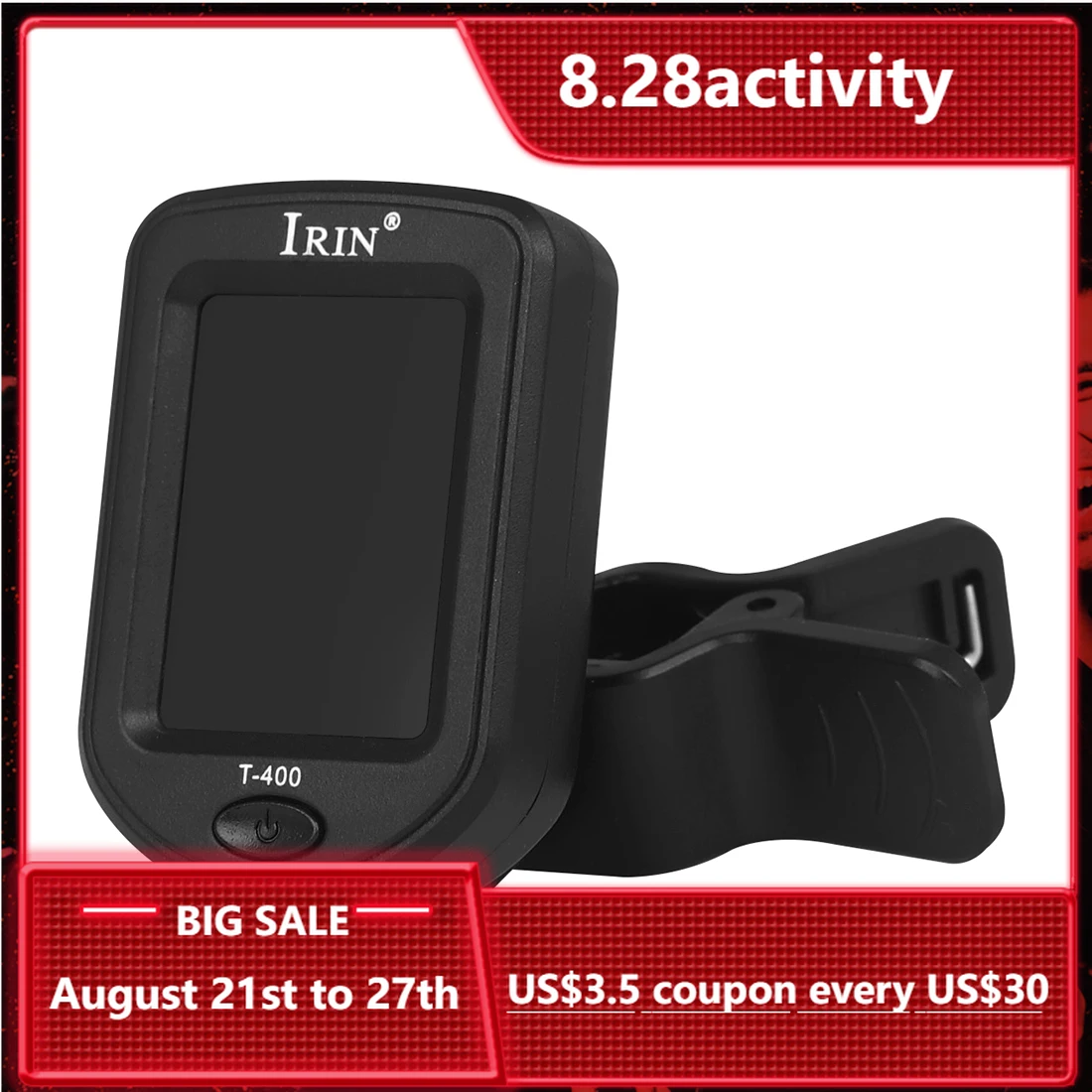 

IRIN T-400 гитарный тюнер, цифровой прикрепляемый тональный тюнер для скрипки, Универсальный вращающийся на 360 градусов чувствительный гитарный деталь