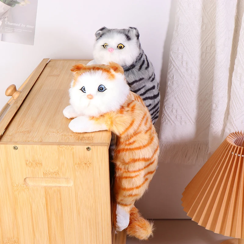 Реалистичная пушистая подвесная кошка имитация плюшевой куклы-кошки подвесной