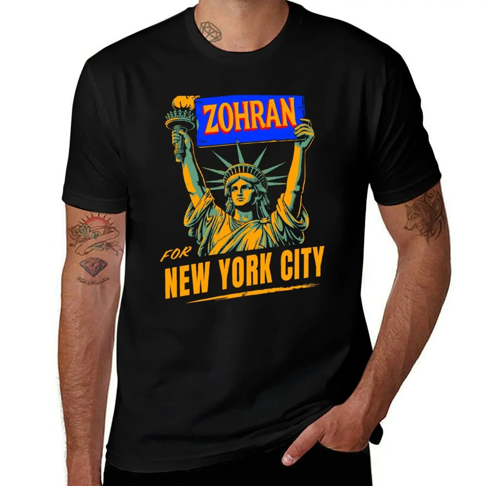 Фото Футболка с изображением Статуи Свободы для Zohran NYC, повседневная дышащая футболка с короткими рукавами №1