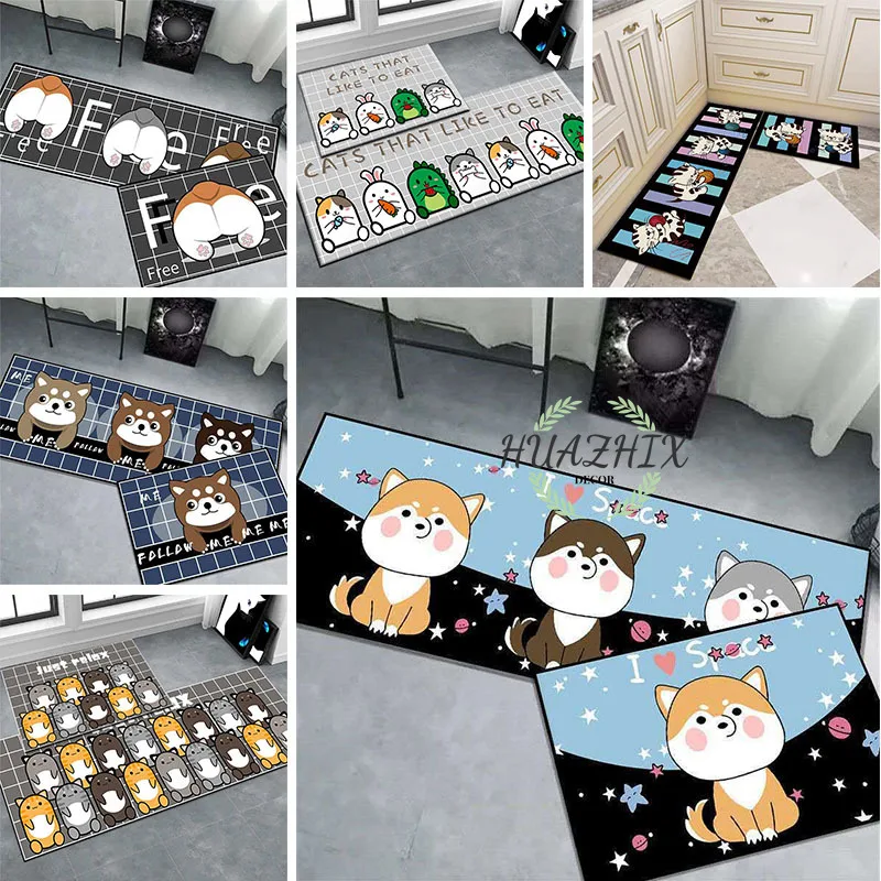 

Kitchen Carpet Cartoon Cat Floor Mat Household Doormat Modern Home Decor Anti-slip Bathroom Long Strip Soft Living Room Rugs