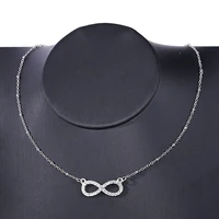 fashion rhinestone infinity love pendant necklace for women silver color chains lady party jewelry