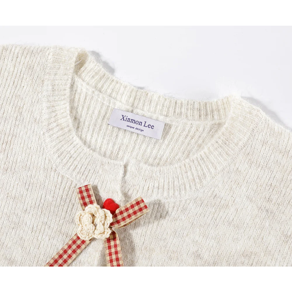 Xinmonlee Western Sle Chic Высококачественный мягкий клейкий свитер с деревянными ушками