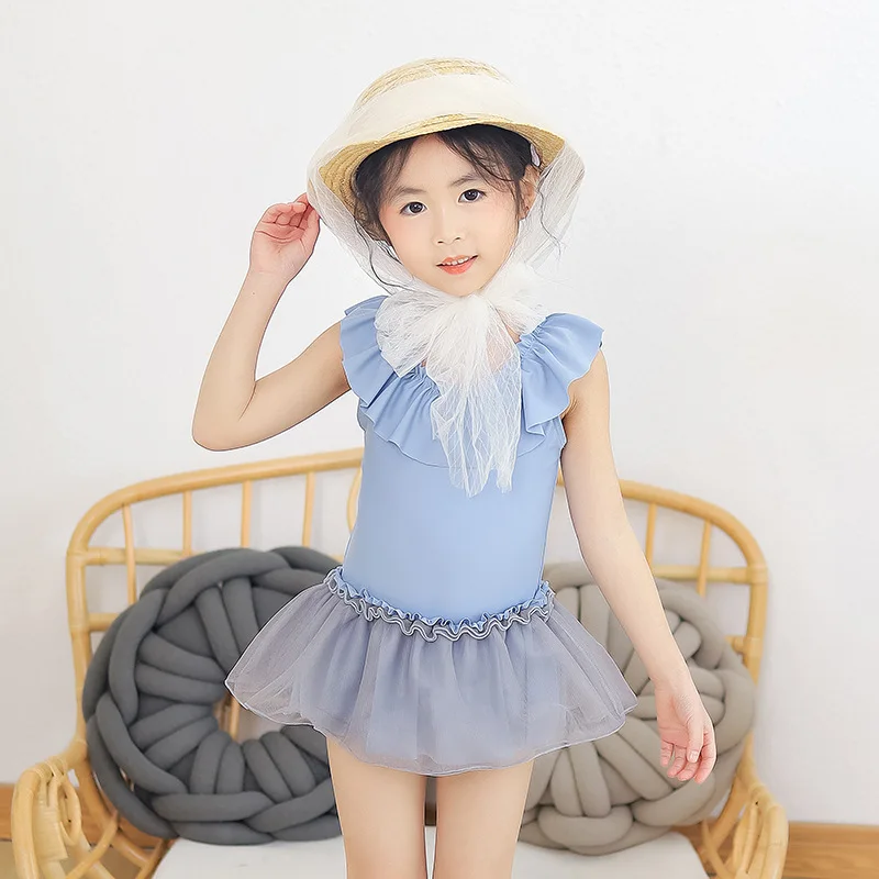 Слитный купальник для девочек с оборками милый купальник-пачка перекрестной