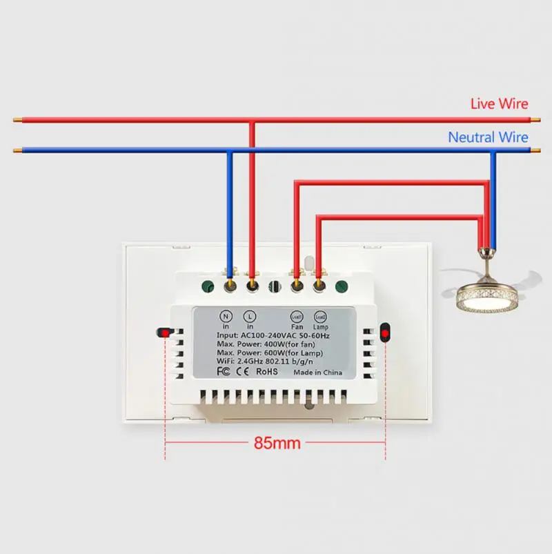 Умный светильник ель Aubess с Wi-Fi выключатель для потолочного вентилятора лампы