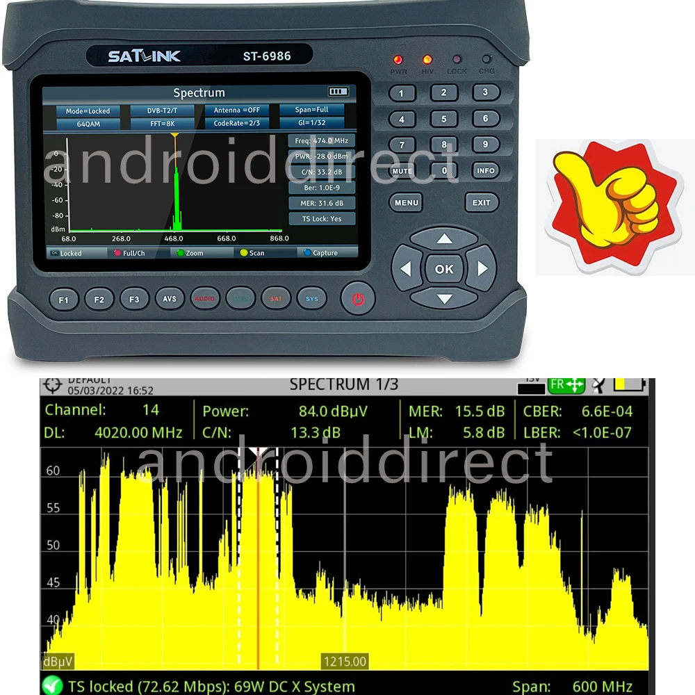 Satlink ST-6986 PRO DVB-S2/S DVB-T/T2 DVB-C ST6986 h.265 hevc 10bit meter with Fiber Optic tester ST 6986 vs WS-6980 ST-5150 - купить по