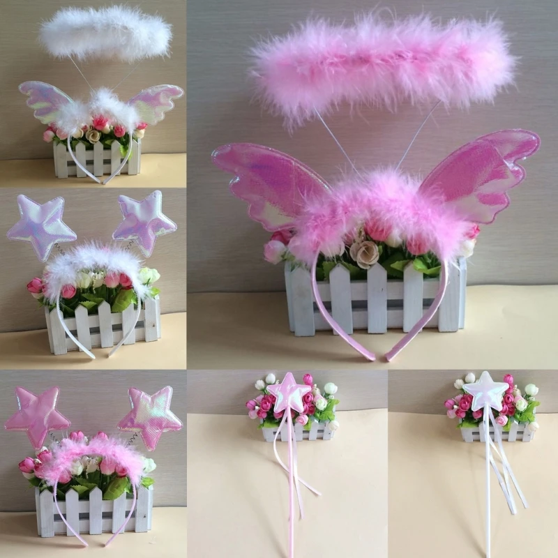 

652F Trendy Angel Headband Be the Center of Attention at Any Event