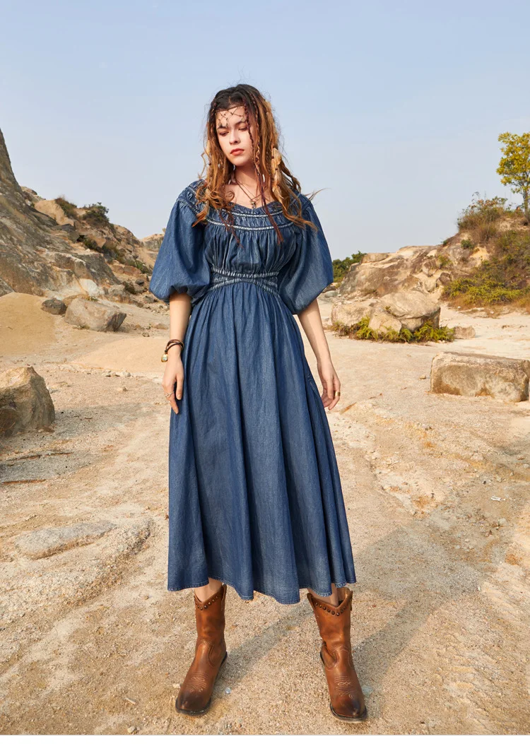 

2022 Spring summer Fashion Casual Denim long Dress high quality
