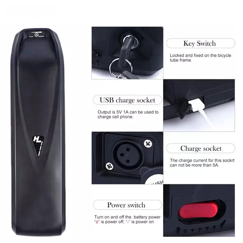 Фото Литий-ионный аккумулятор Hailong USB для электрических велосипедов, для зарядных устройств двигателя 250 Вт, 500 Вт, 750 Вт, 800 Вт и 1000 Вт, 48 В и 20 Ач №4