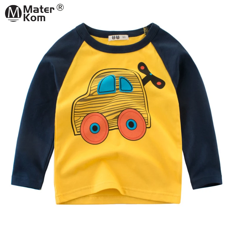 

Little Boys Casual T-Shirts Long Sleeve Tops Children Clothes with Car Printing Cotton Tees Shirts Clothing For Kids Size 2T-7T