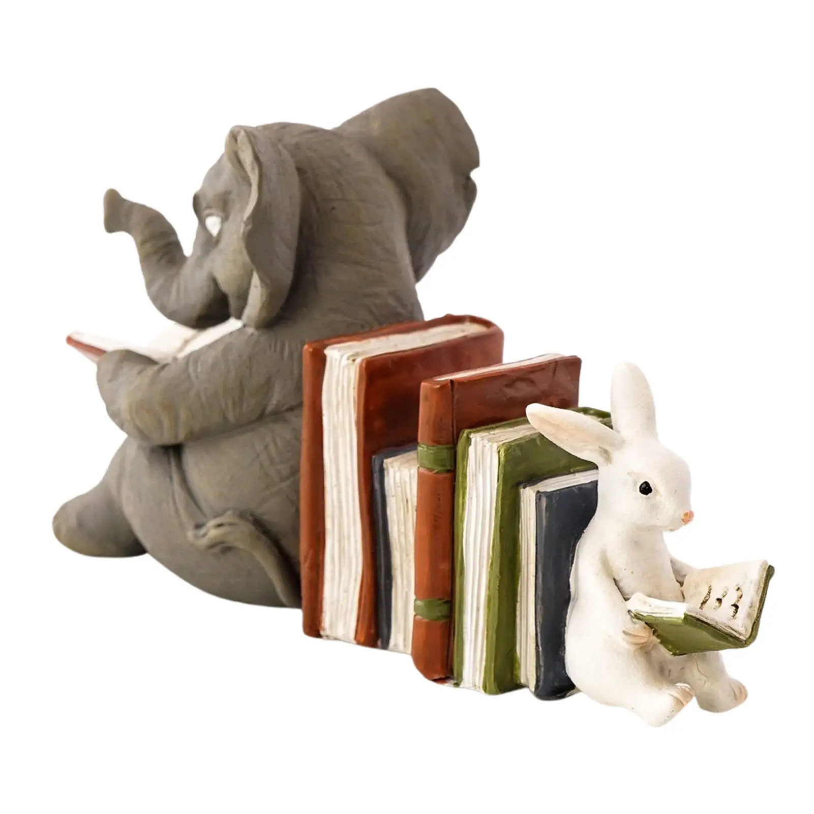

Bookend Figurines Decorative Elephant Animal Figurines Elephant And A Rabbit Statues Sculptures Bookends For Shelves Decorative