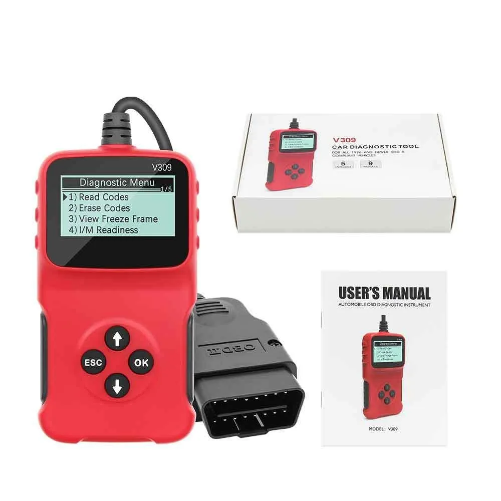 

V309 Obd2 Code Reader Supports Nine Protocols Five Languages Reader Vehicle Fault Detection