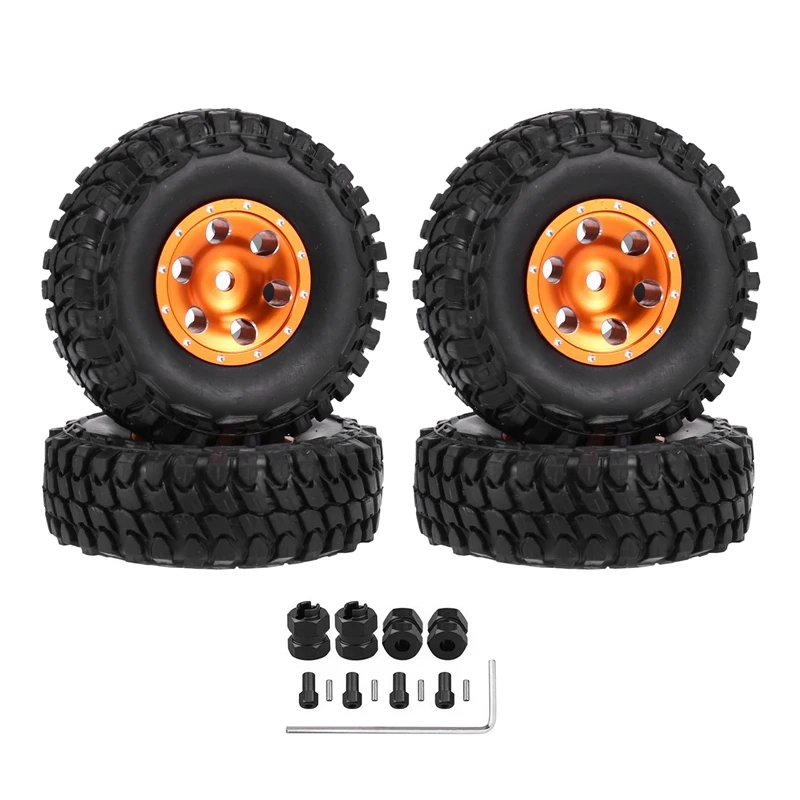 

54X19mm 1.0 Beadlock CNC Wheel Rims & Tires With Extended Hex For 1/24 RC Crawler Car Axial SCX24 AXI90081 Upgrade Parts