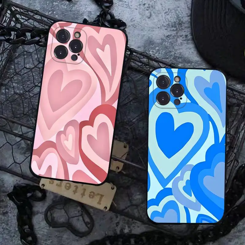 

Cute Matte Love Heart Pattern Phone Case For iPhone 13 Pro MAX 14 11 12 Mini X XS XR 6 7 8 Plus SE 2020 Soft TPU Cover