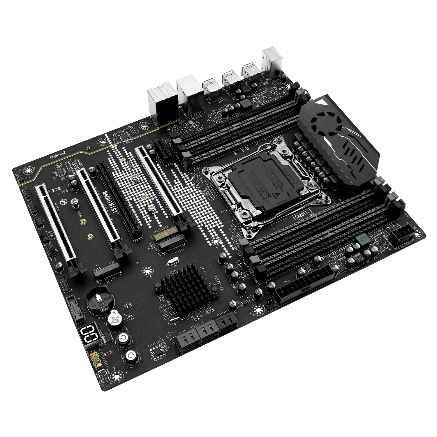 Комплект материнской платы MACHINIST X99 MR9S с процессором Xeon E5 2637 V3, 32 ГБ (2*16 ГБ) DDR4 ECC оперативной памяти, разъемом LGA 2011-3, NVME M.2 SATA и форм-фактором ATX.