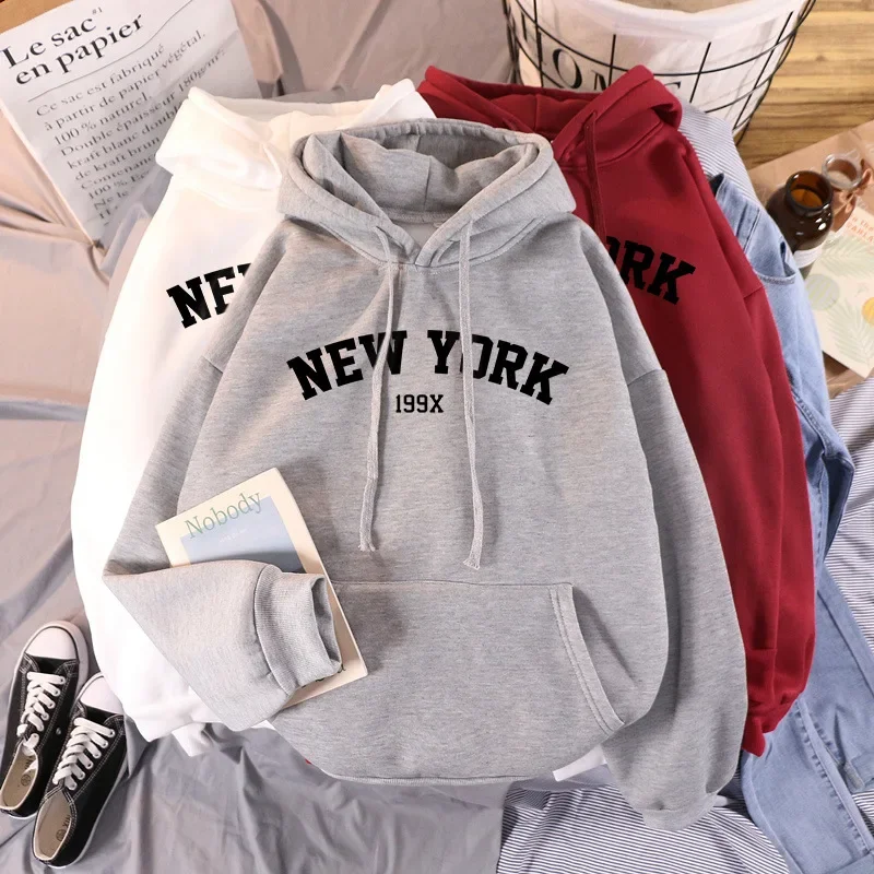

Autumn Hoodies Women Sweatshirts NEW YORK Letters Printing Fleece Hoodie Fashion Hip Hop Streetwear Y2k Clothes Sweatshirt