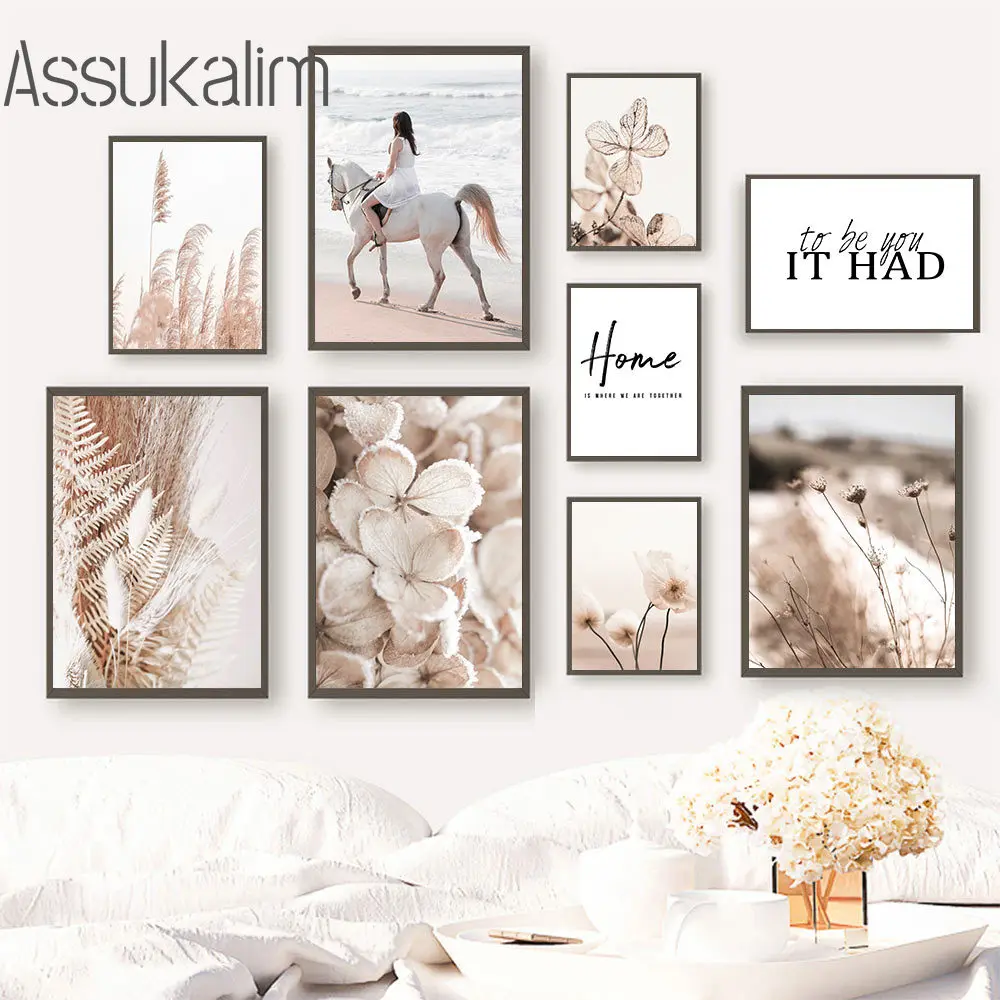 Высушенные цветы Картина на холсте с изображением белой лошади язычковые