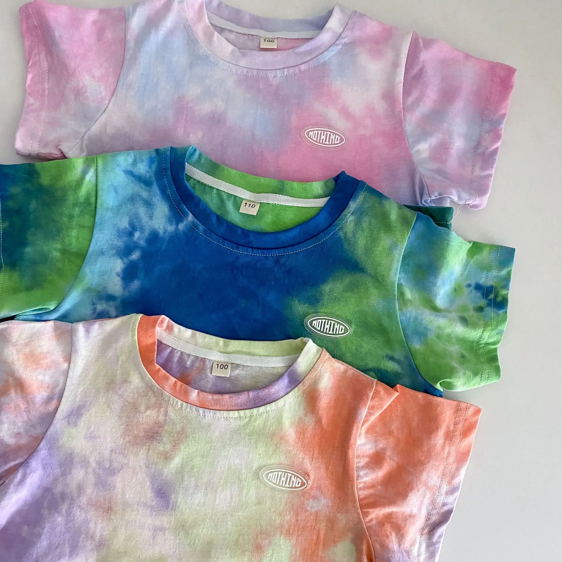 2022 New Fashion Casual Cotton Tie Dye Printing Children's T-Shirt Bottoming Shirt Boys Clothes Girls Clothes Baby Girls T-Shirt