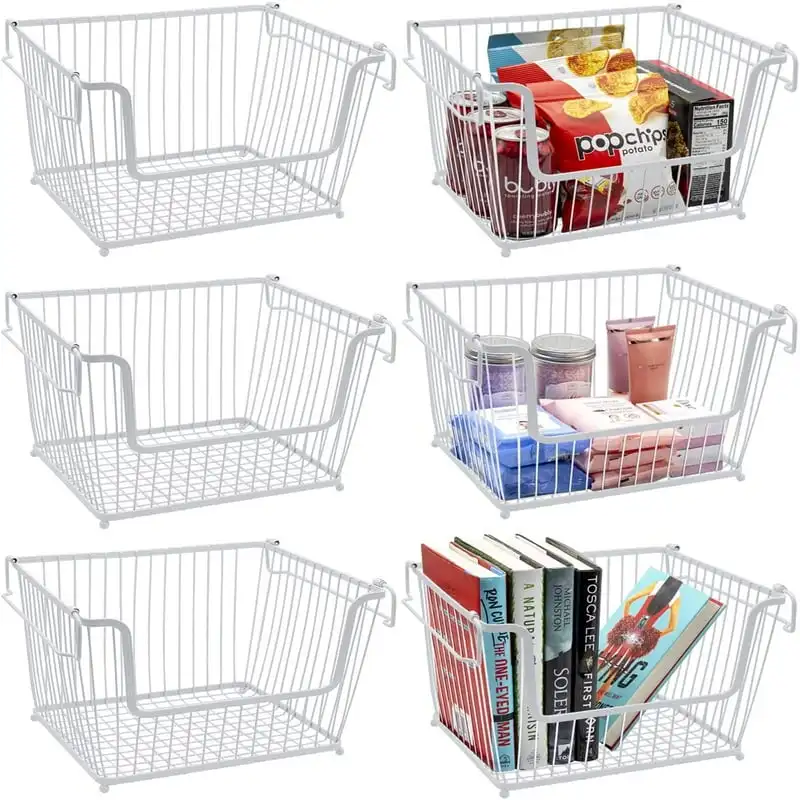 

Metal Wire Baskets Storage Bin Organizer for Food Pantry, Kitchen, Laundry Room, Basket Organizers for Home, Bathroom, Closet Or
