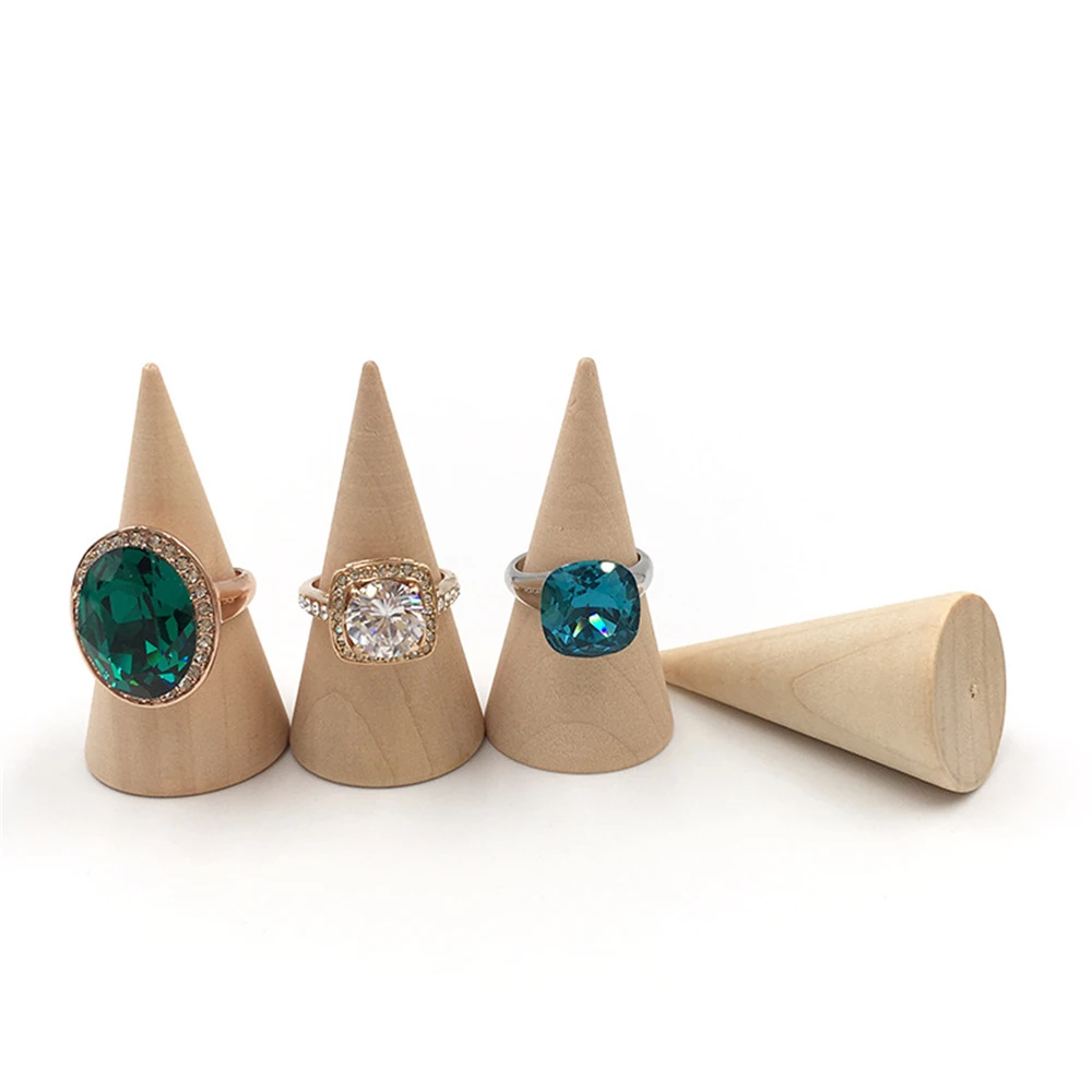

6 pcs/lot Wooden Cone Shaped Ring Holder Fashion Jewelry Display Shelf Ring Storage Supplies Jewelry Exhibit Organizer Tools
