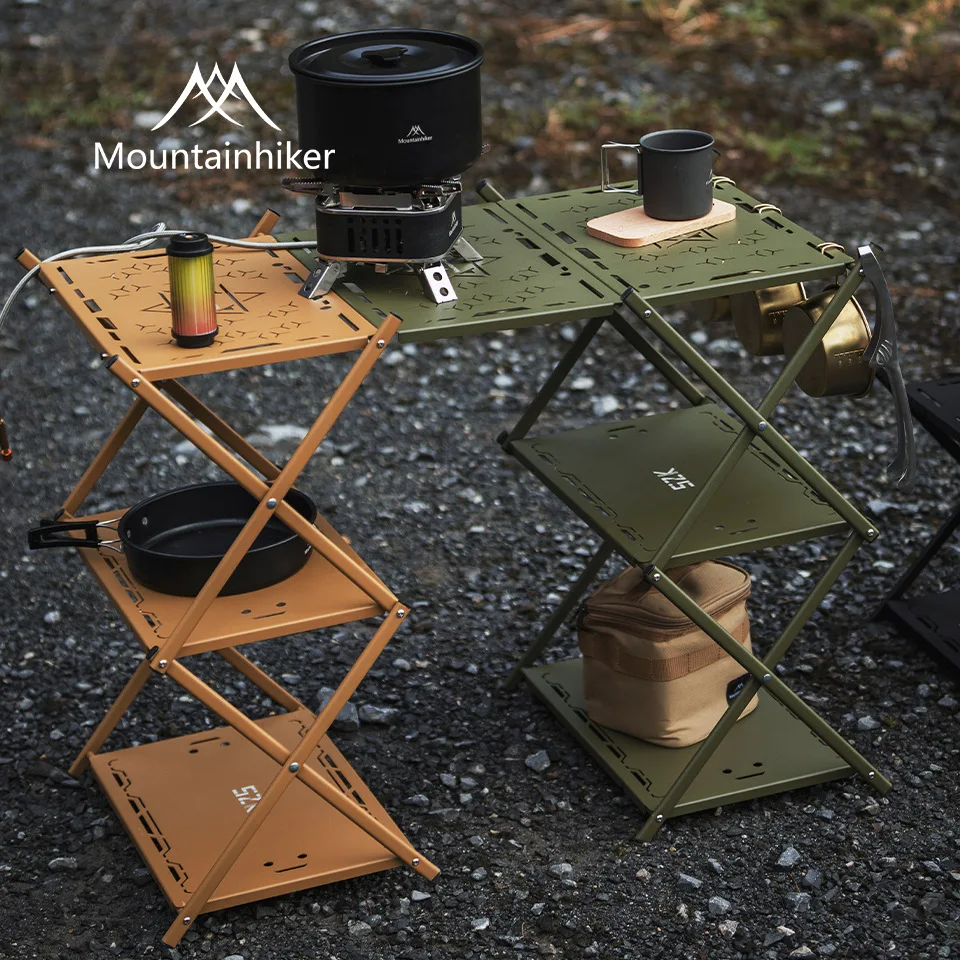 Фото Трехъярусная стойка для хранения Mountaihiker с алюминиевыми панелями — универсальная подставка для кемпинга №1