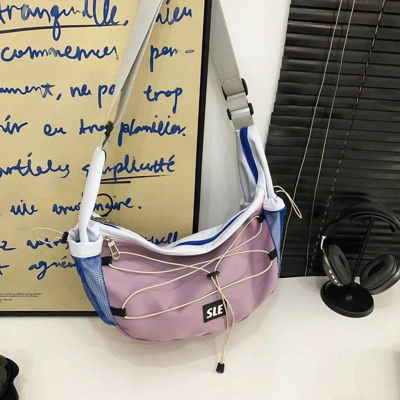 Нейлоновая сумка через плечо Colorblock вместительная Сетчатая Сумка унисекс 2024