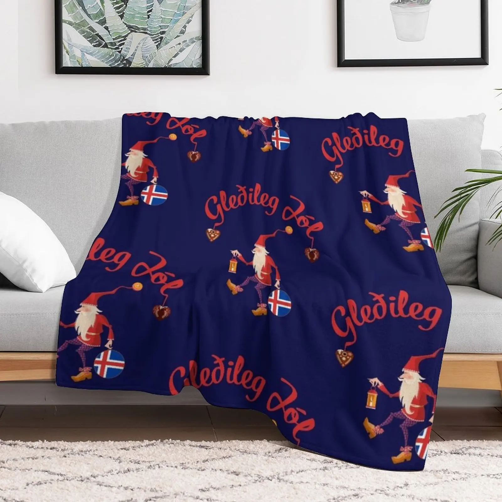 Новое одеяло Gledileg Jol с Исландским Рождеством и Исландическим флагом