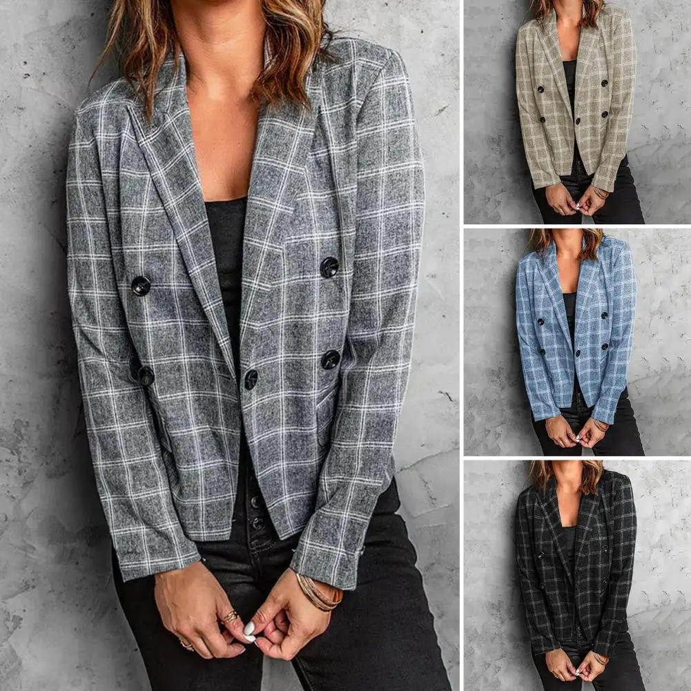 

Modern Suit Jacket Windproof Women Blazer Turn-down Collar Elegant Buttons Closure Ladies Office Business Blazer Warm